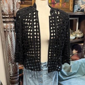 White House Black Market Black Lace Crop Jacket